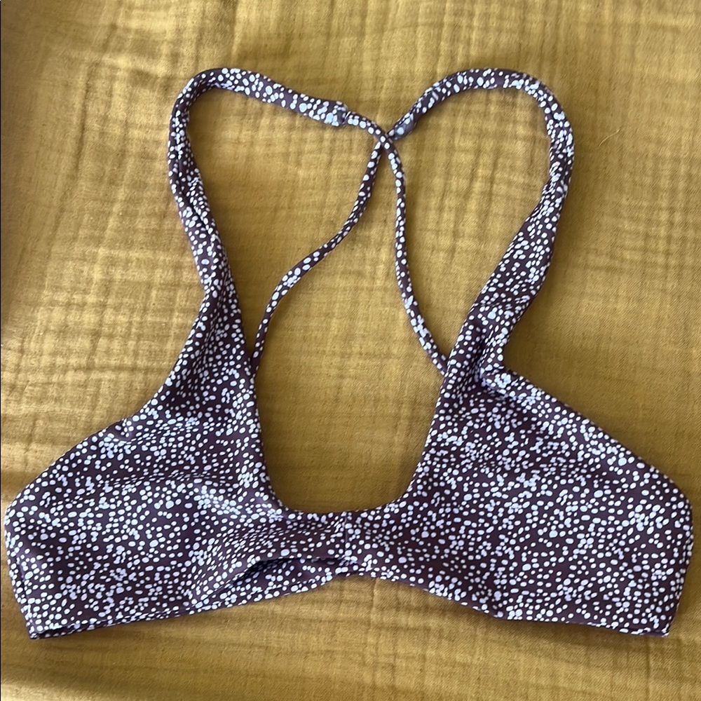 Skatie Brown and White Bikini top